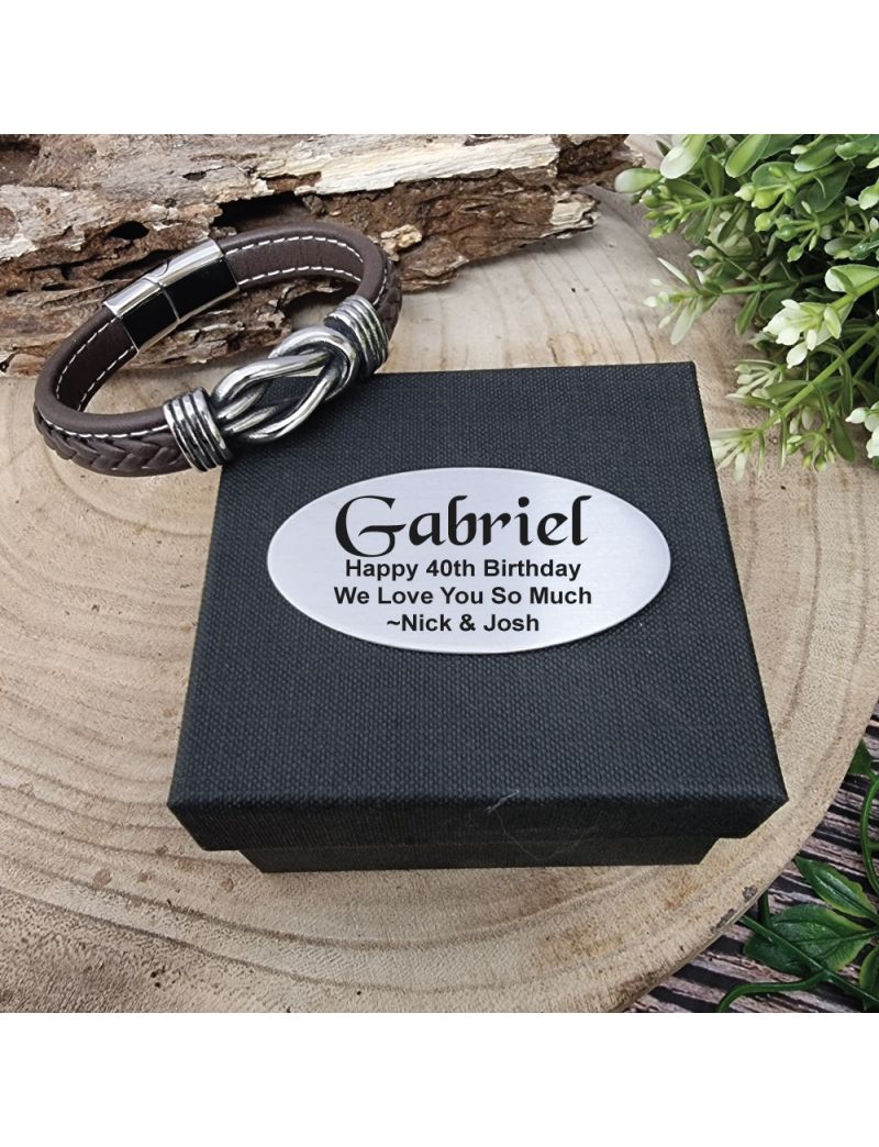 Brown Leather Knot Bracelet  In 40th Birthday Box