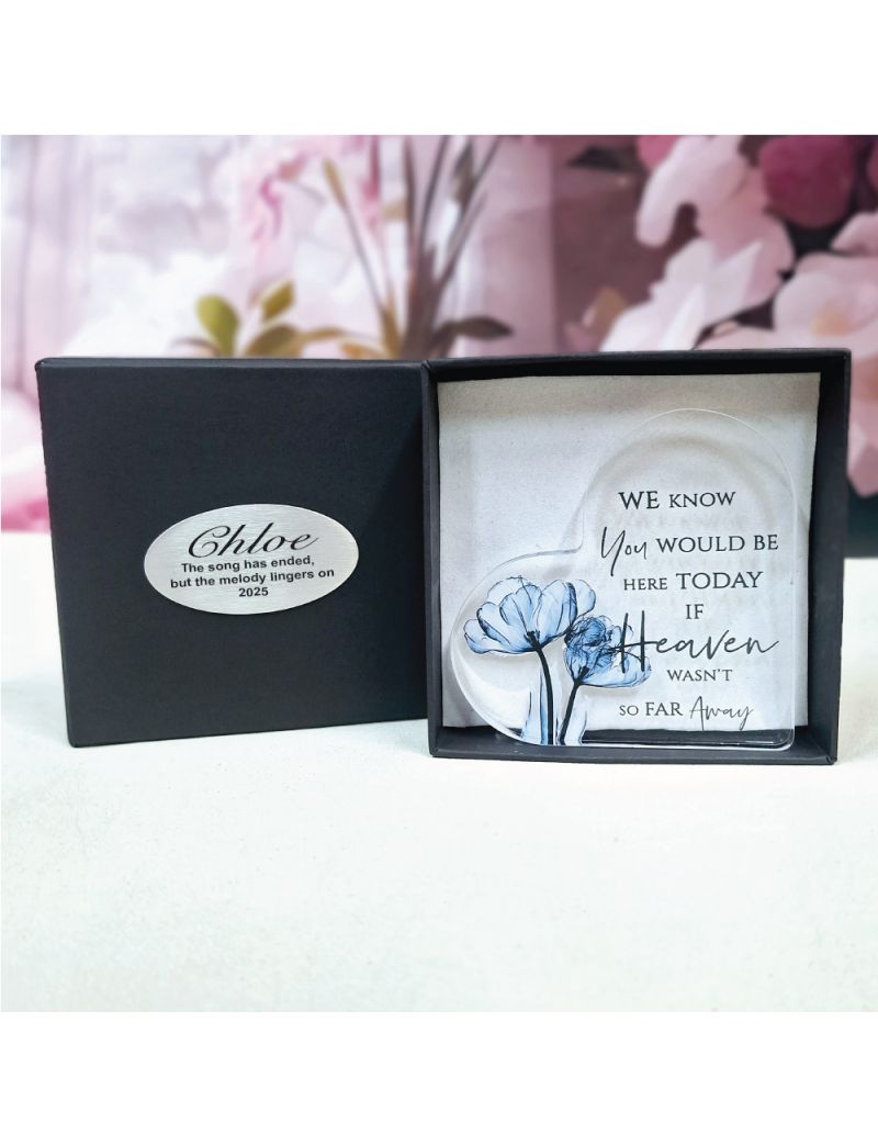 Memorial Verse Acrylic Heart in Personalised Box