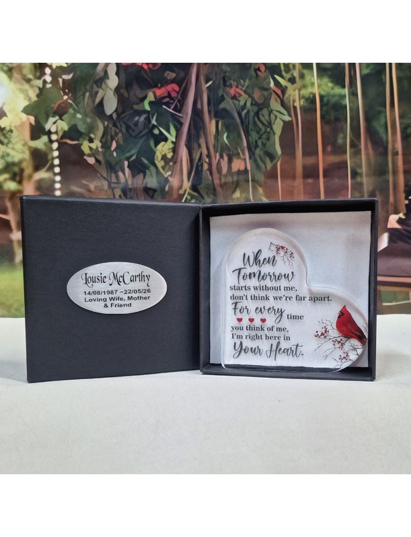 Memorial Acrylic Heart in Personalised Box