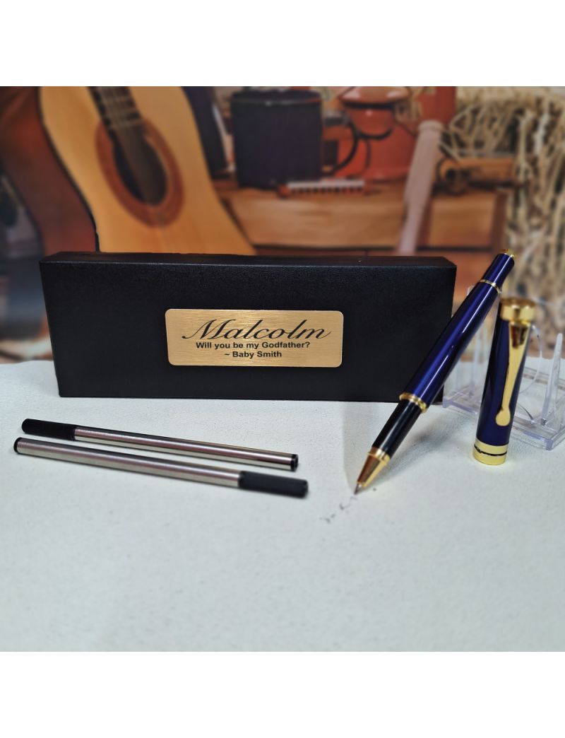 Personalised Godfather Cobalt Ballpoint Pen Set