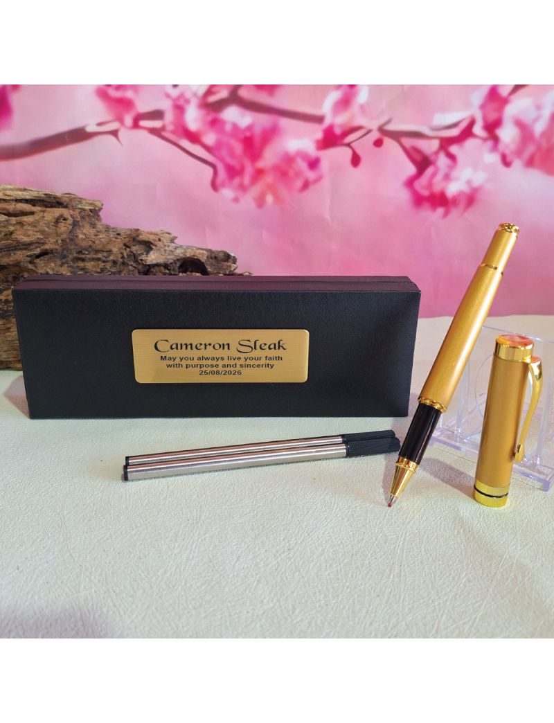 Personalised Communion Gold Ballpoint Pen Set