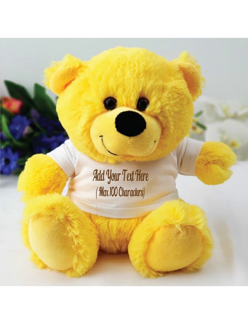 Custom Text T-Shirt Bear - Yellow