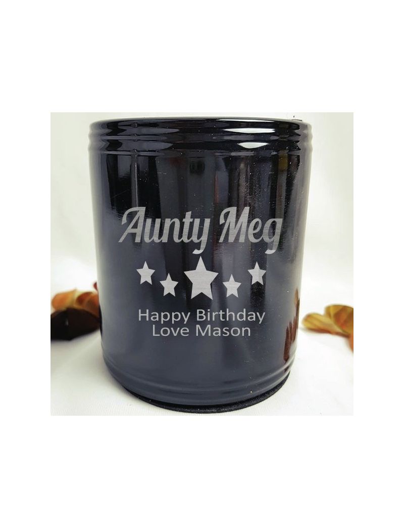 Aunty Engraved Black Can Cooler Personalised