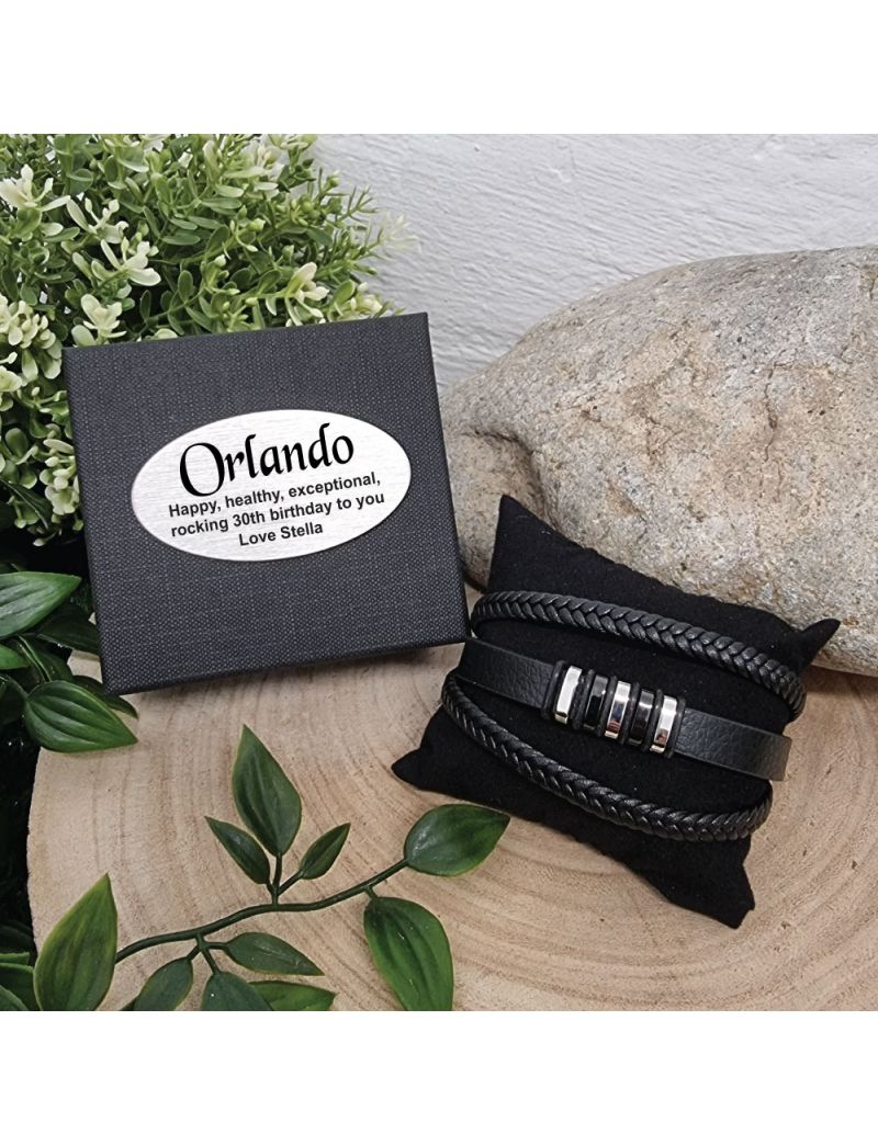 Stacked Leather Bracelet 30th Birthday Gift Box