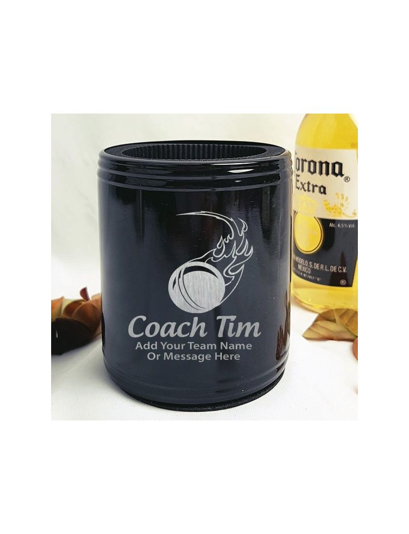 Cricket Coach Engraved Black Stubby Can