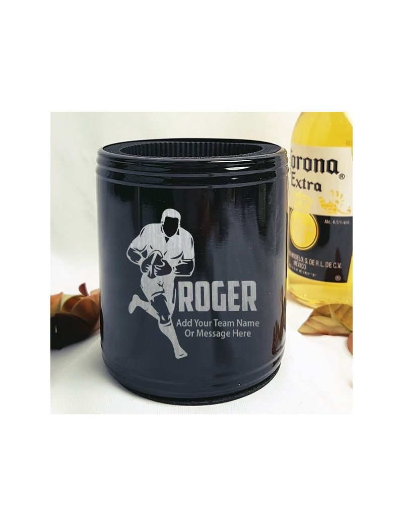 Football Coach Engraved Black Stubby Can  Cooler Personalised