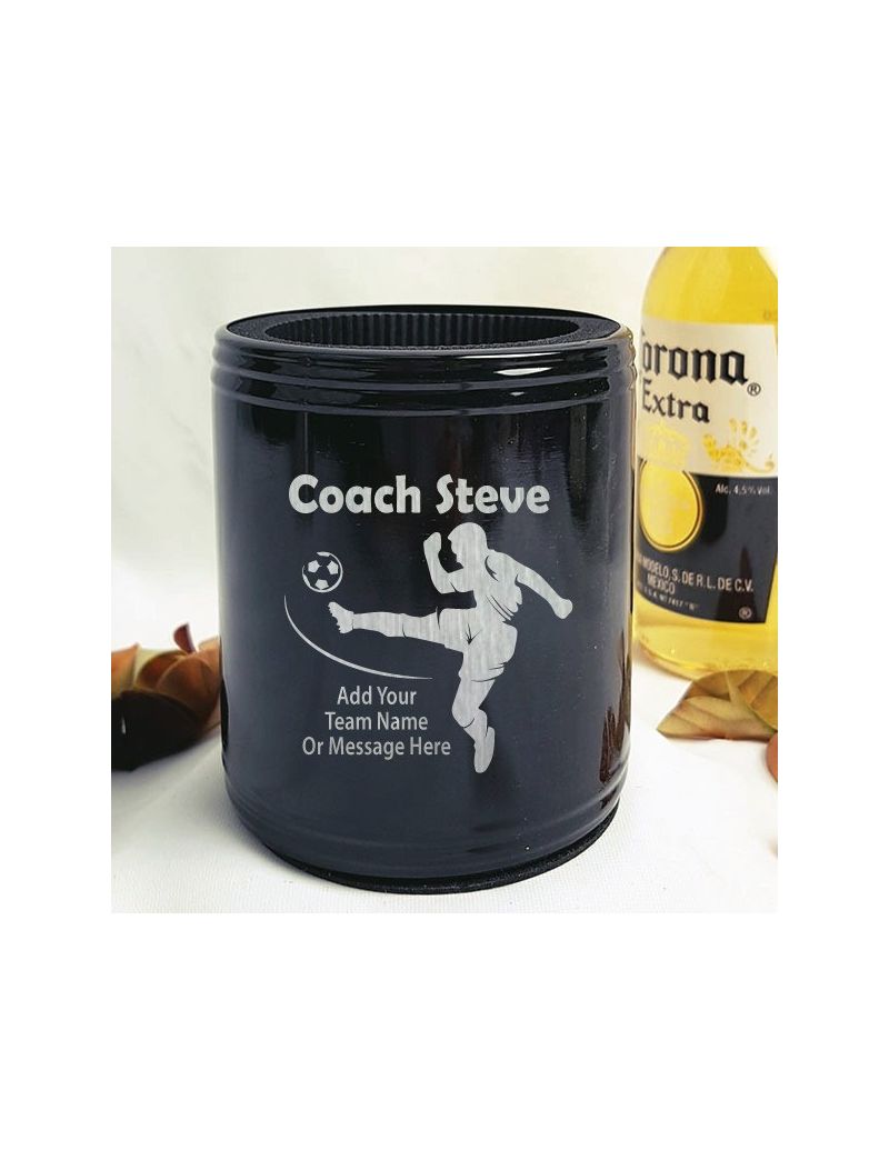 Soccer Coach Engraved Black Can Cooler