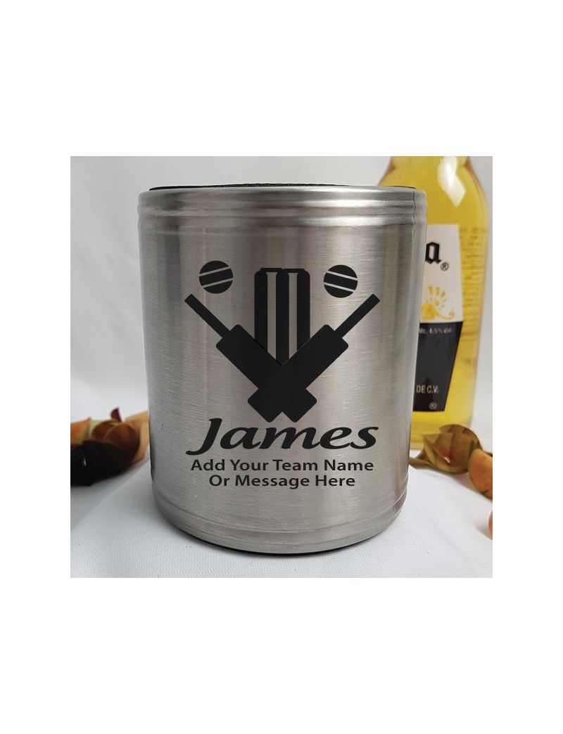 Cricket Coach Engraved Silver Can Cooler