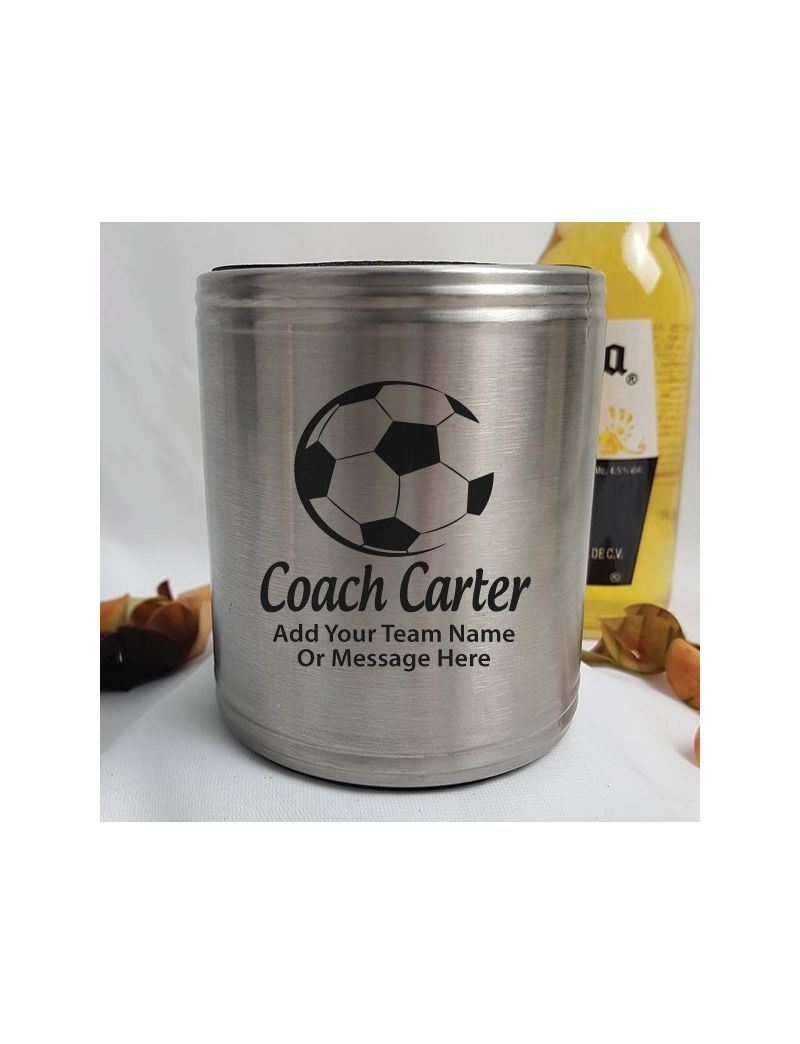 Soccer Coach Engraved Silver Can Cooler