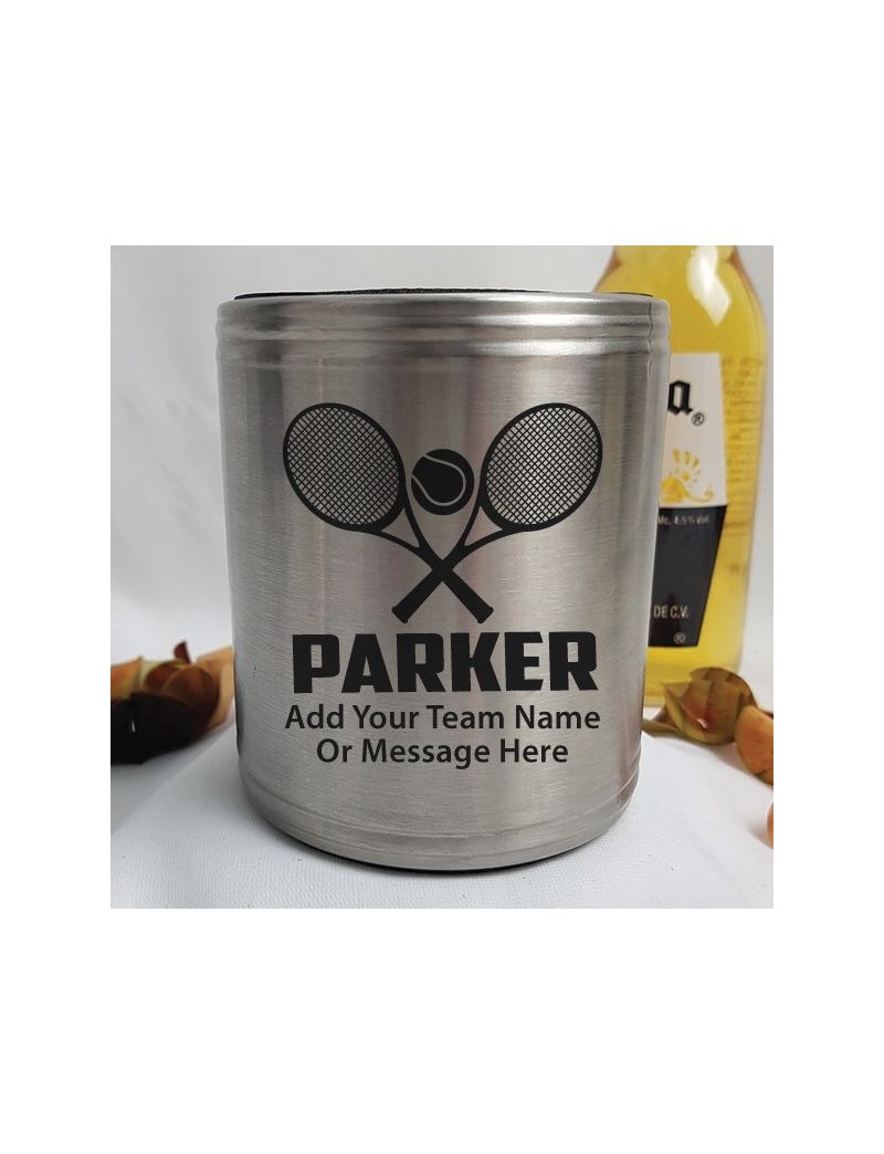 Tennis Coach Engraved Silver Stubby Can Cooler Personalised