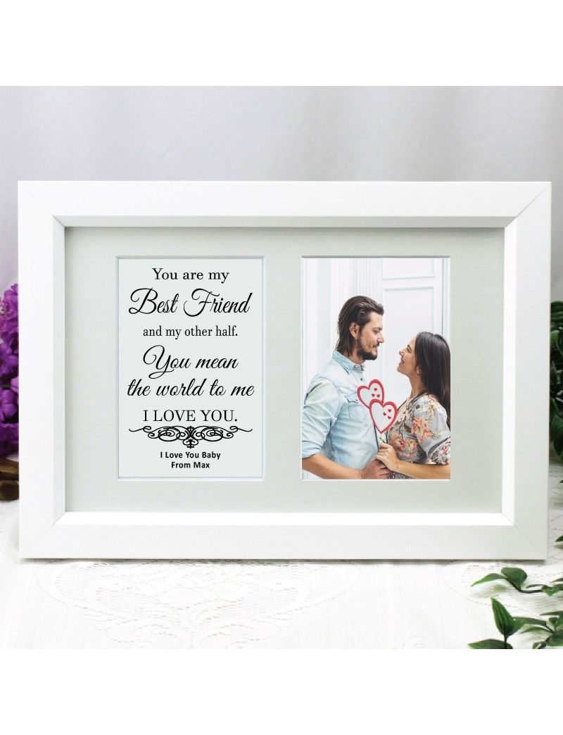 Valentines Day Photo Frame Typography Print 4x6 White