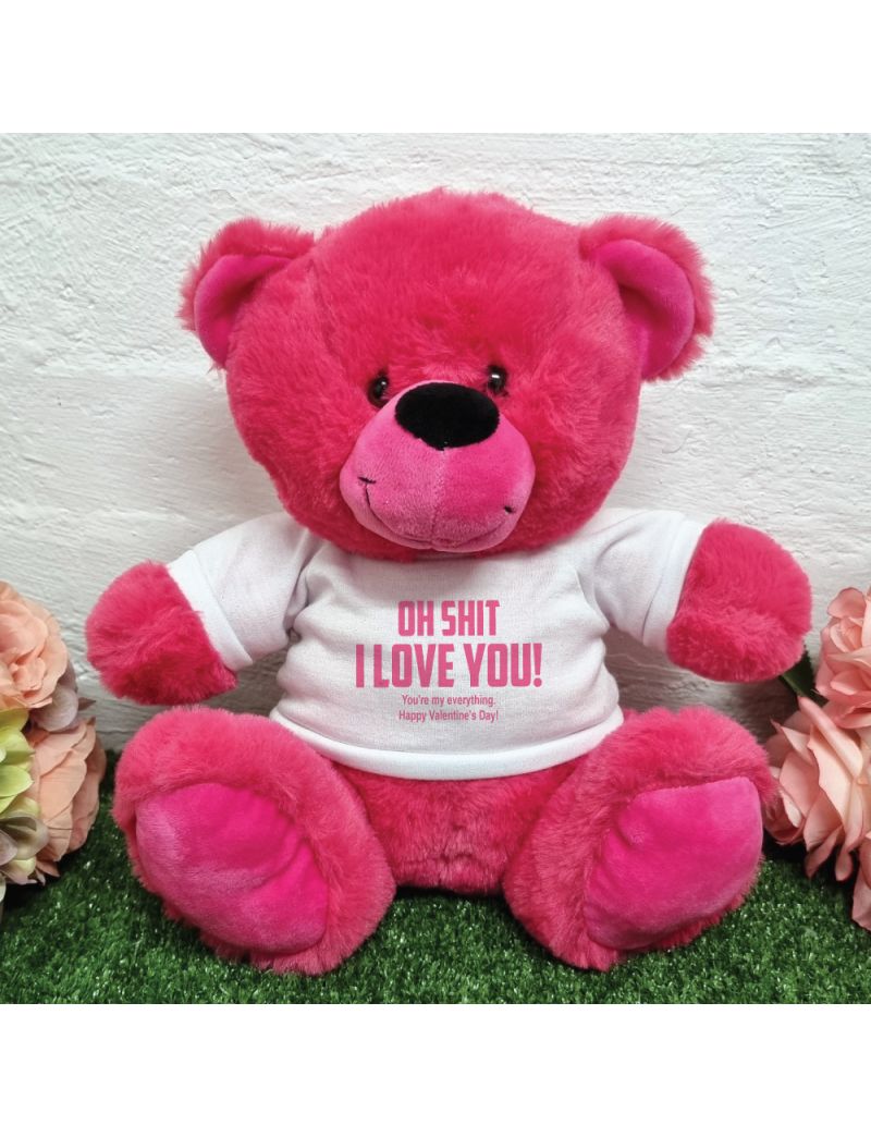 Naughty Valentines Day Bear Love You - 30cm Hot Pink