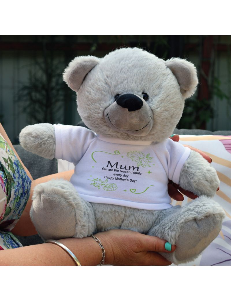 Personalised Mum Bear 30cm Grey Plush