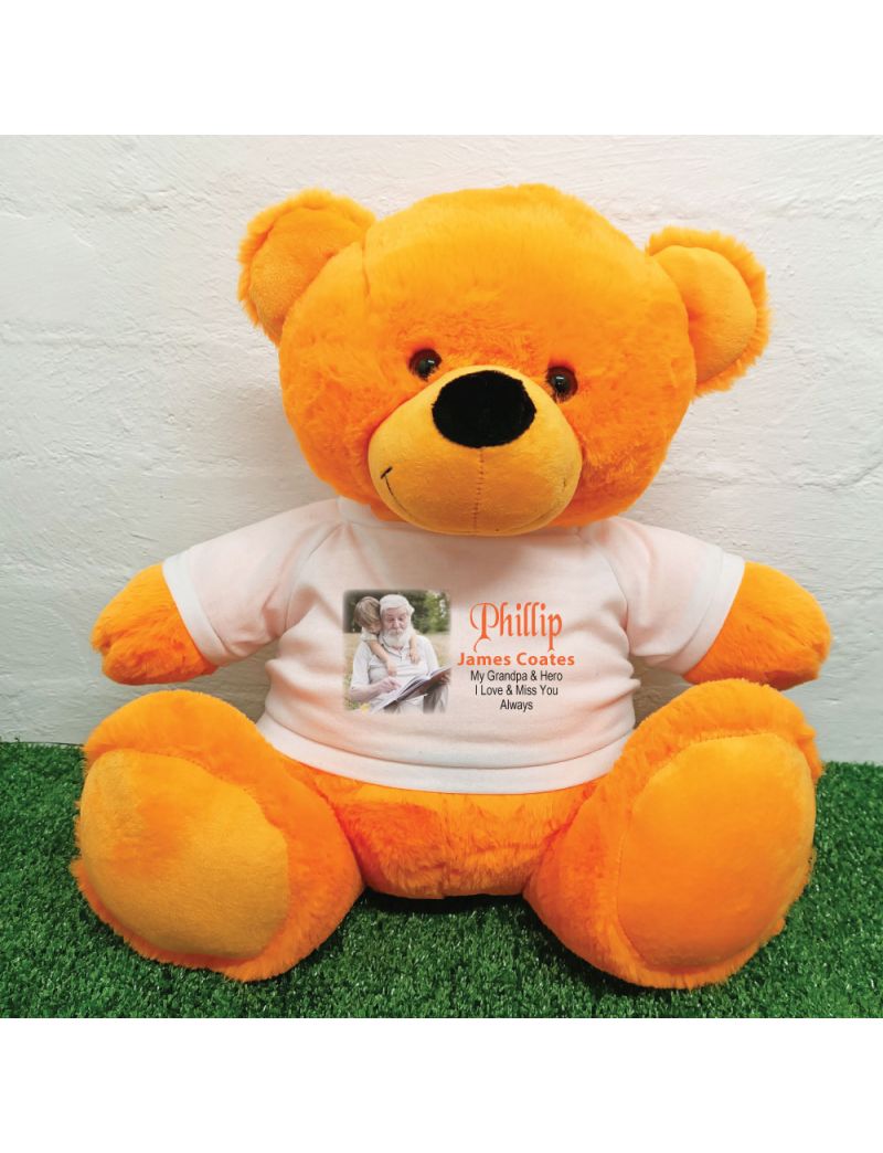 Personalised Memorial Photo Teddy Bear 40cm Orange