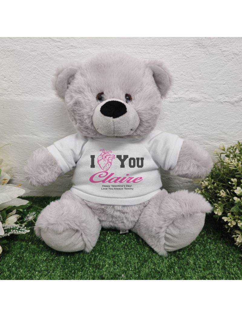 Valentines Day Anatomical Heart Bear Grey Plush 30cm