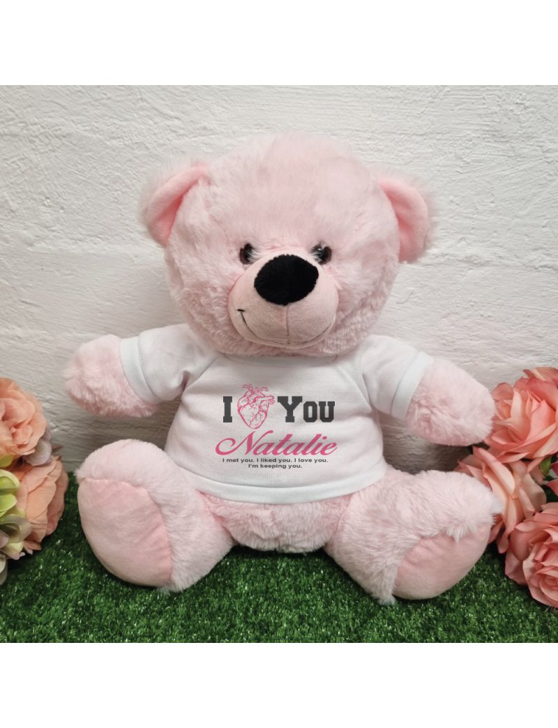 Valentines Day Anatomical Heart Bear Light Pink Plush 30cm