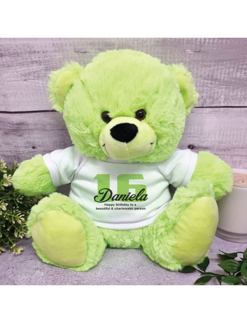 Personalised 16th Birthday Bear Lime 30cm