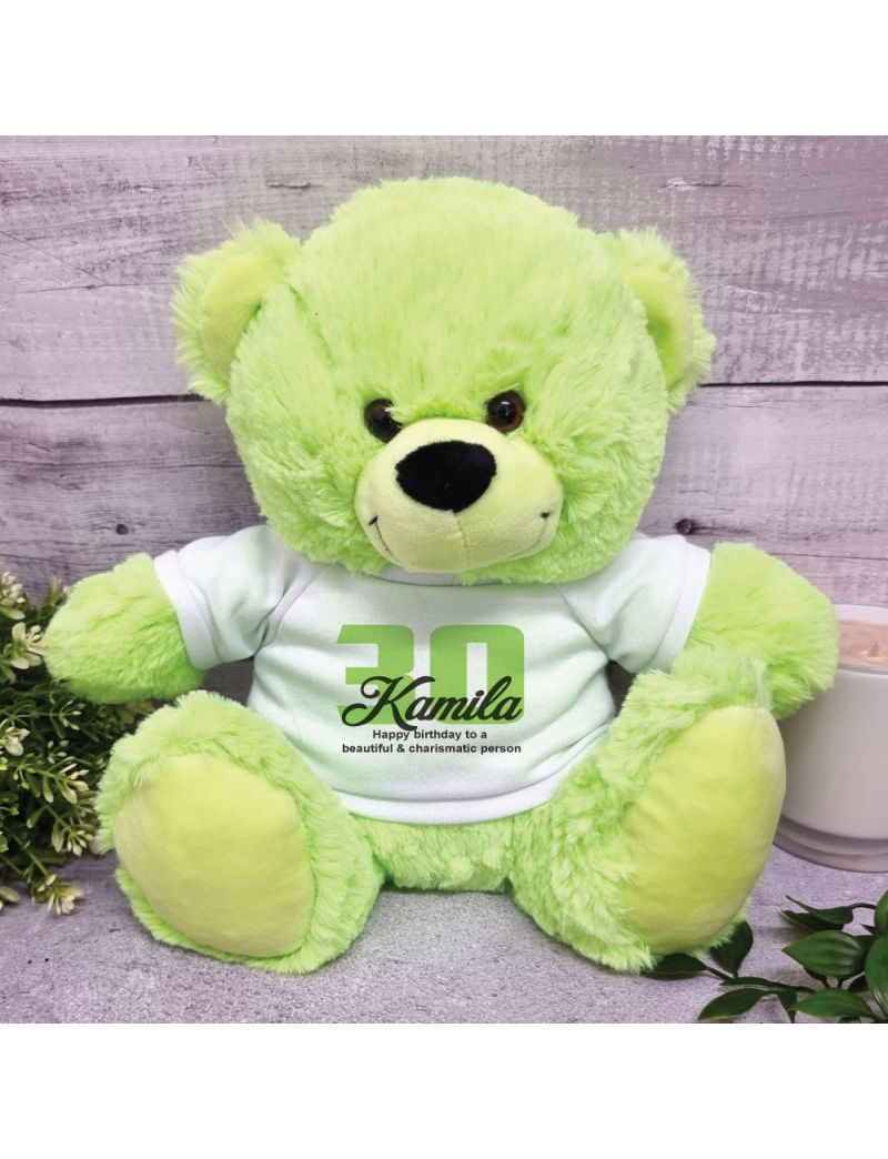 Personalised 30th Birthday Bear Lime 30cm