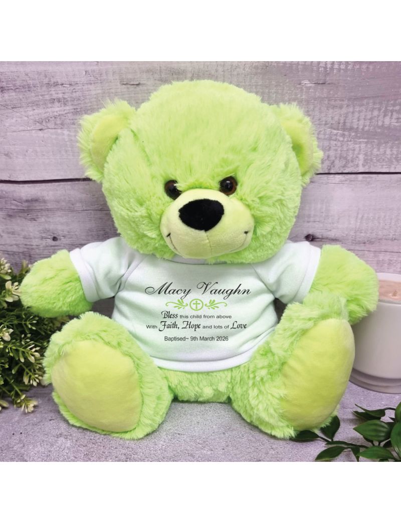 Personalised Baptism Bear Lime 30cm