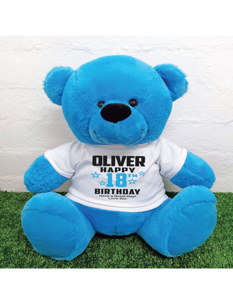 Personalised 18th Birthday Bear Blue 40cm