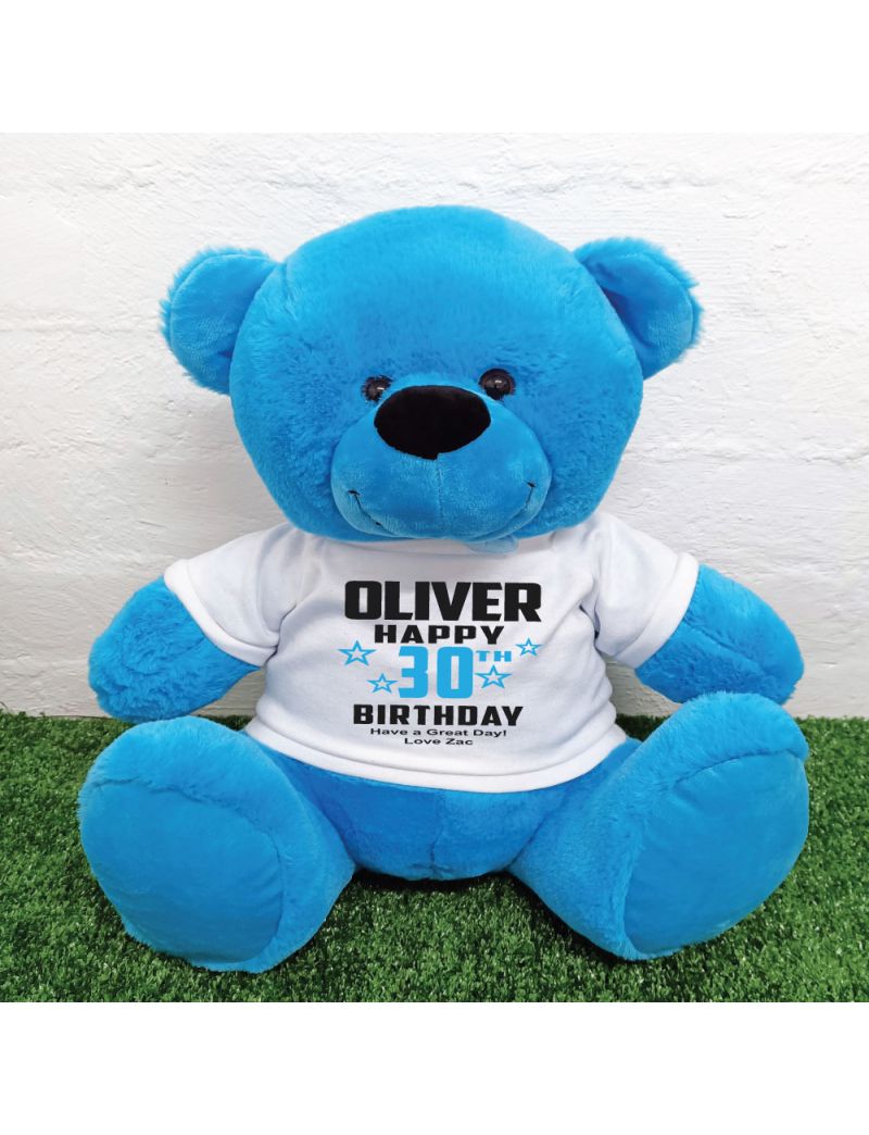 Personalised 30th Birthday Bear Blue 40cm