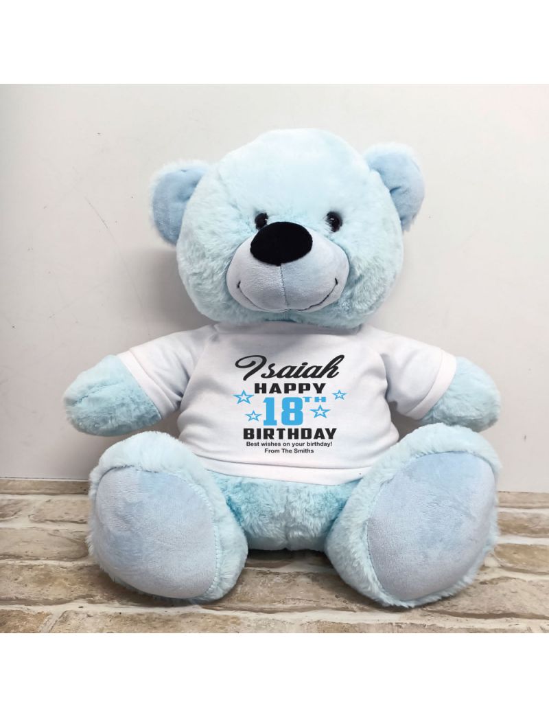 Personalised 18th Birthday Bear Light Blue 40cm
