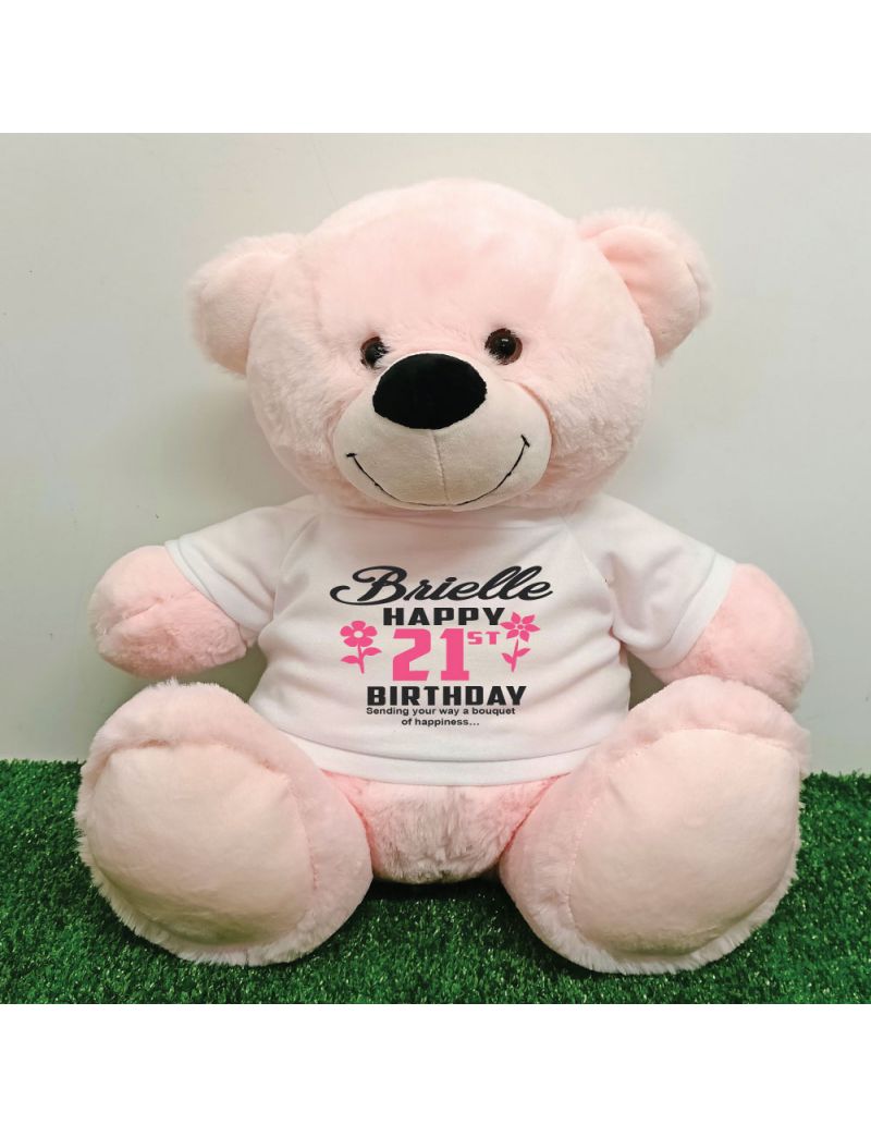 Personalised 21st Birthday Bear Light Pink 40cm