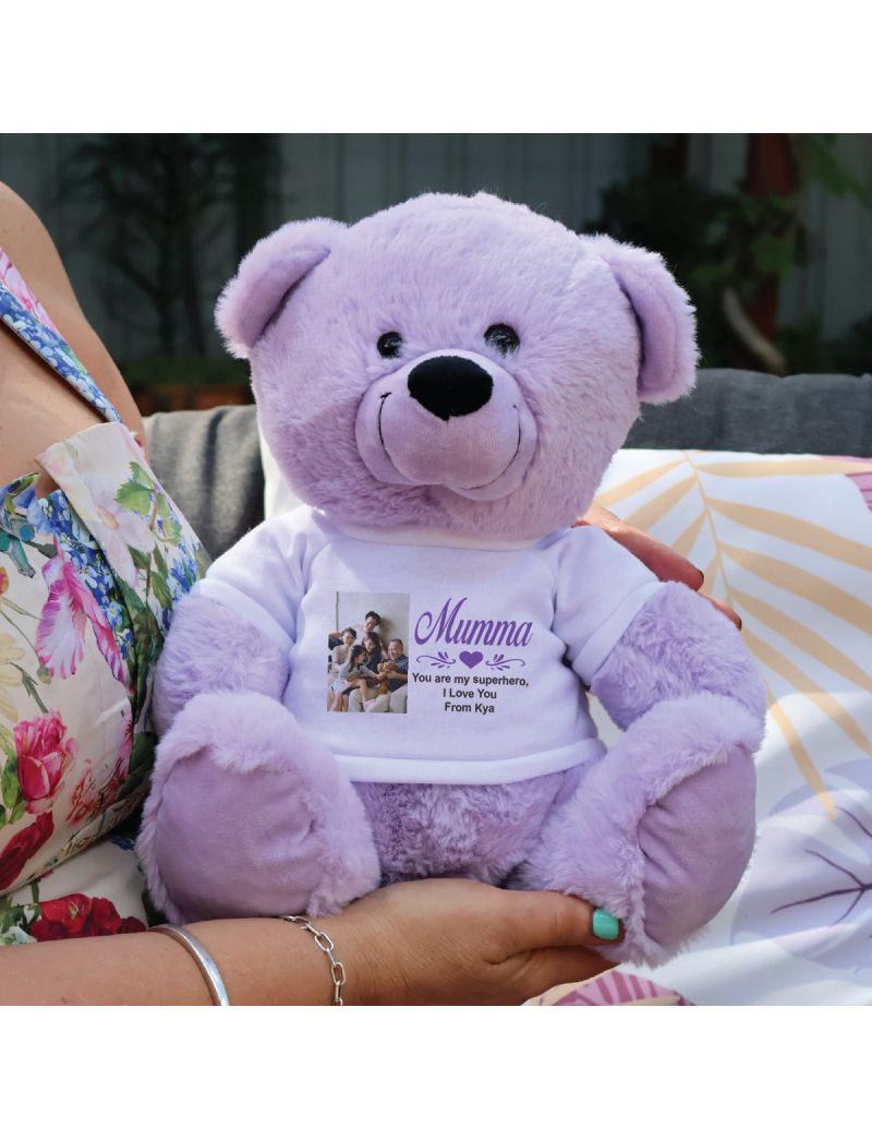 Mum Photo Bear Plush Lavender 30cm