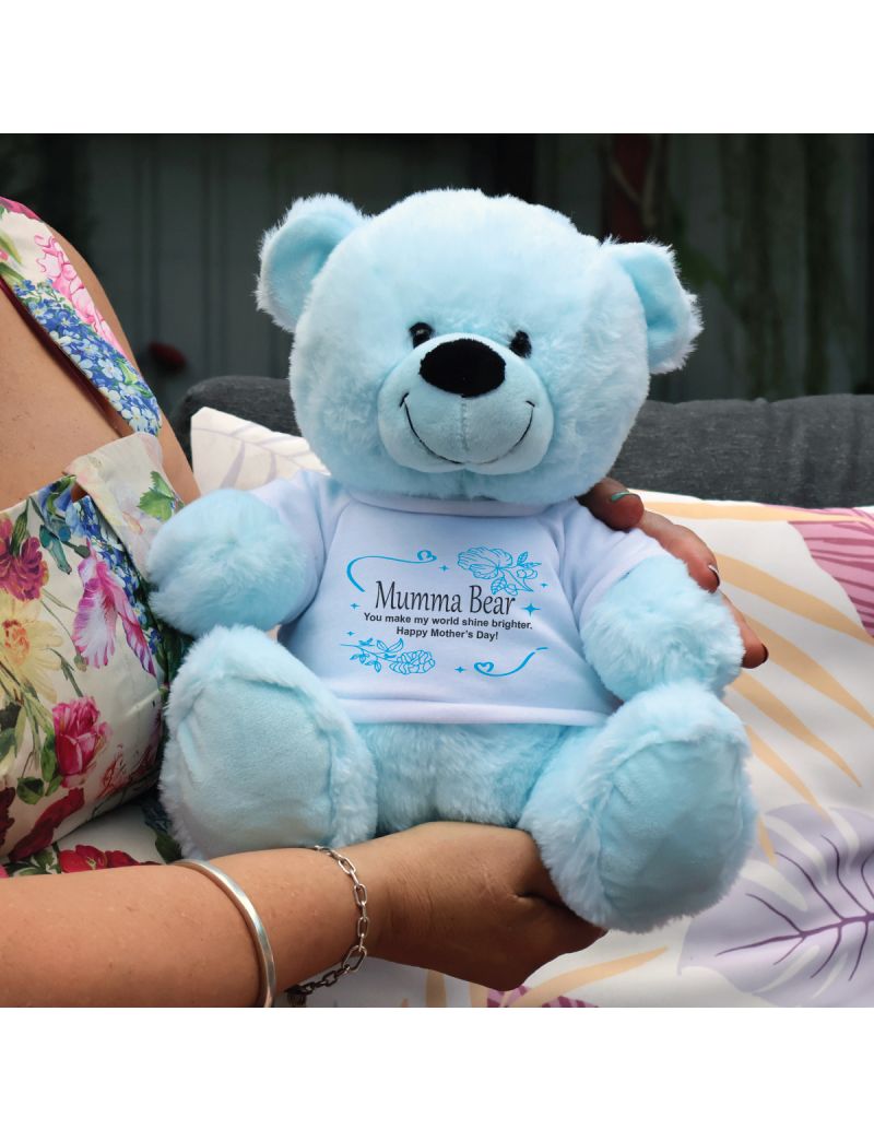 Personalised Mum Bear 30cm Light Blue Plush