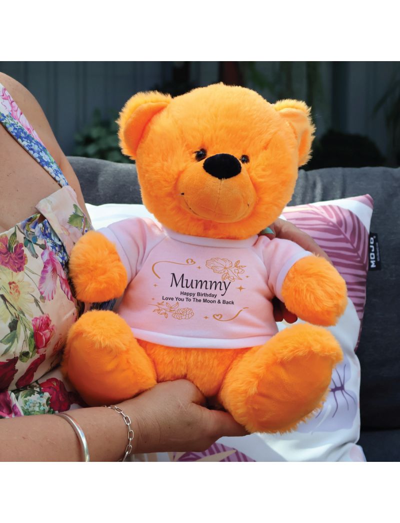 Personalised Mum Bear 30cm Orange Plush