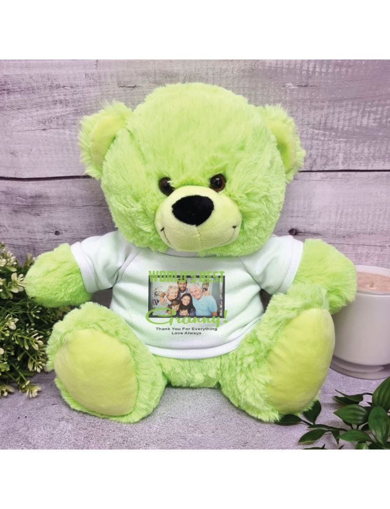 Worlds Best Grandma Photo Bear Lime 30cm