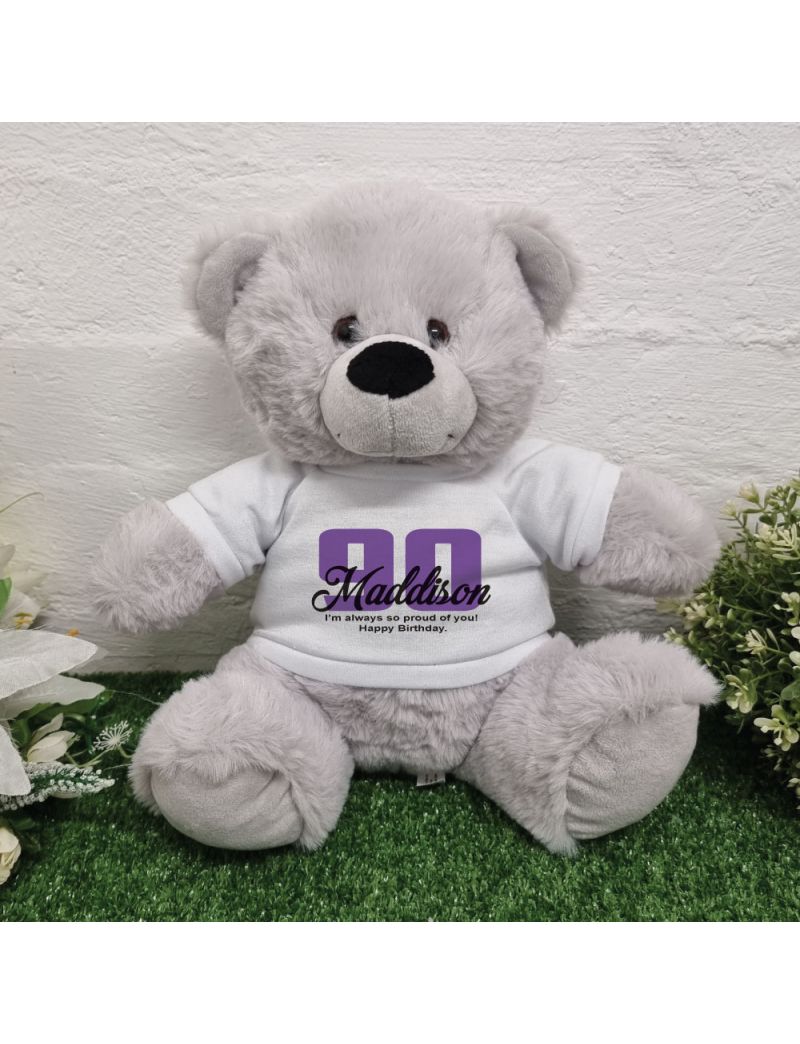 90th Birthday Bear Grey Plush 30cm
