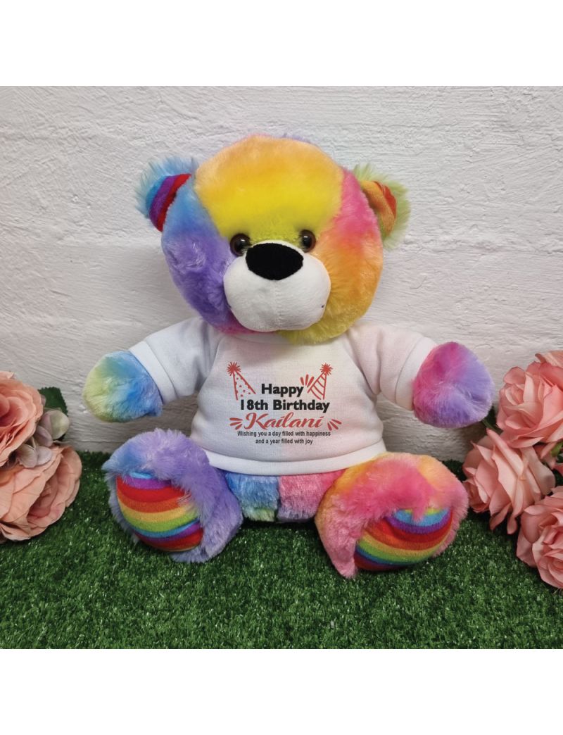 18th Birthday party Bear Rainbow Plush 30cm