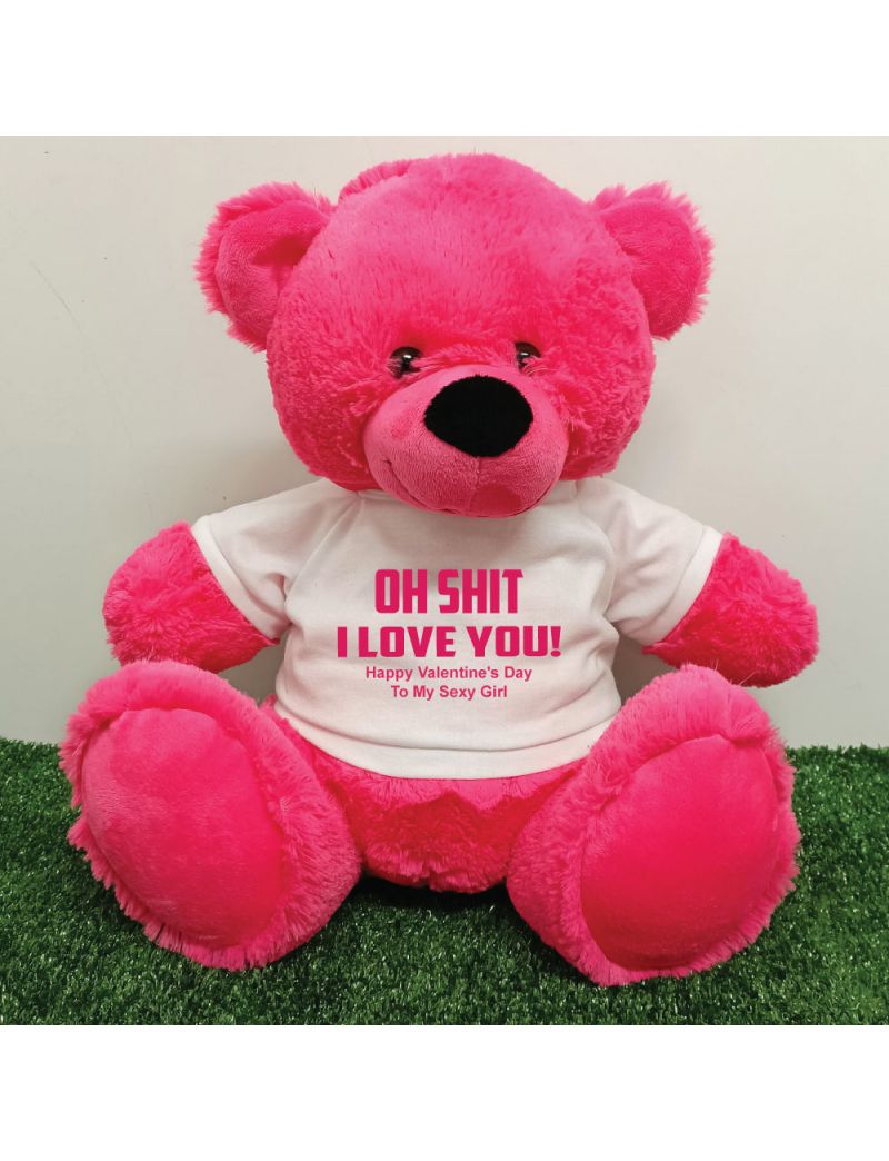 Naughty Love You Valentines Day Bear - 40cm Hot Pink