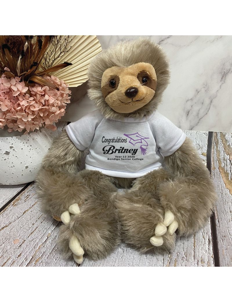 Graduation Plush Sloth with Personalised Shirt