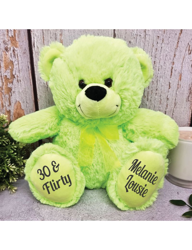 Personalised 30th Teddy Bear Lime Plush 30cm