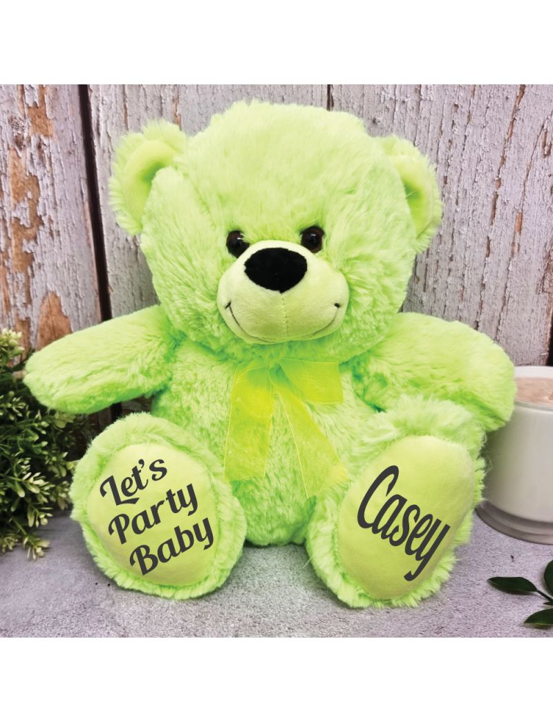 Personalised Birthday Teddy Bear Lime Plush 30cm