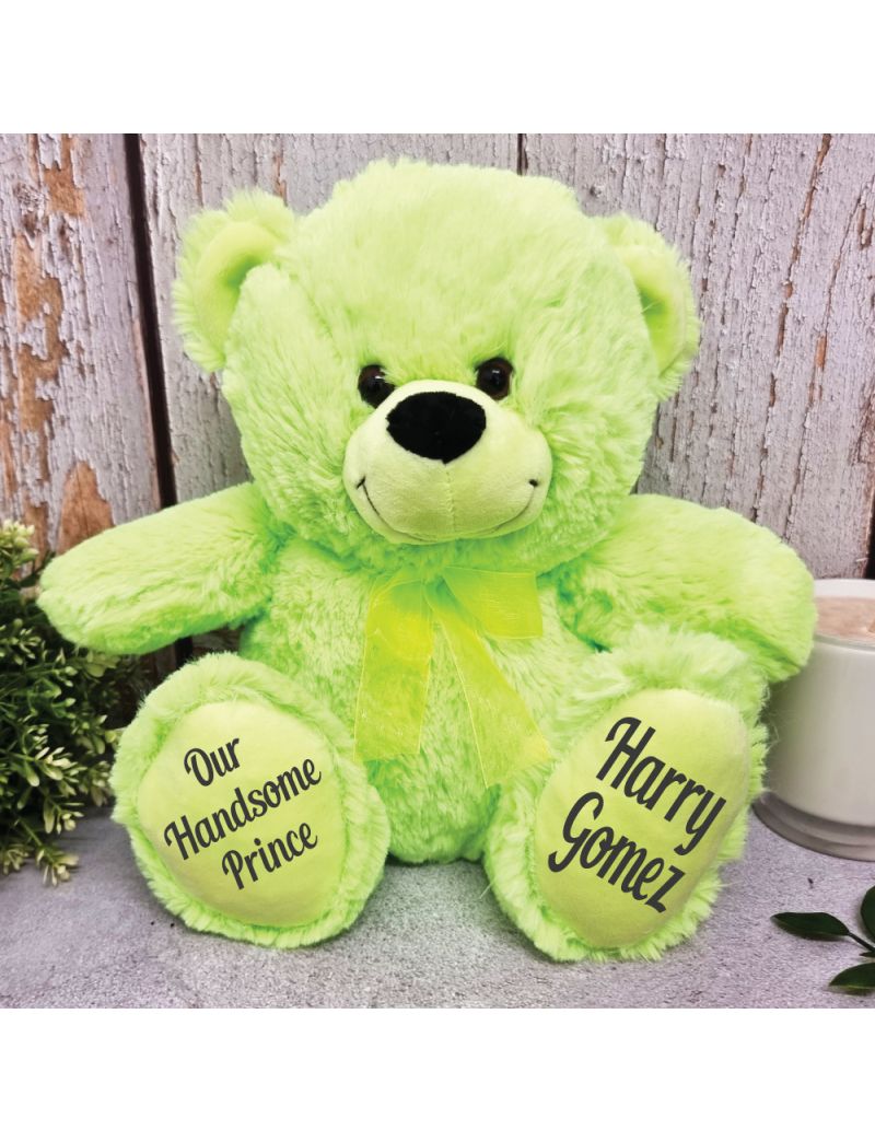 Personalised Baby Teddy Bear Lime Plush 30cm