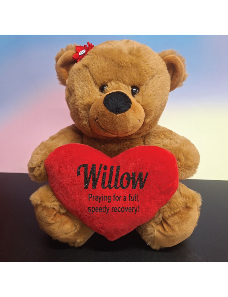 Get Well Bear Brown With Red Heart 30cm