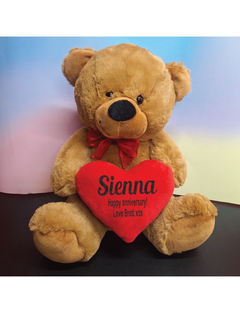 Anniversary Bear With Red Heart Brown 40cm