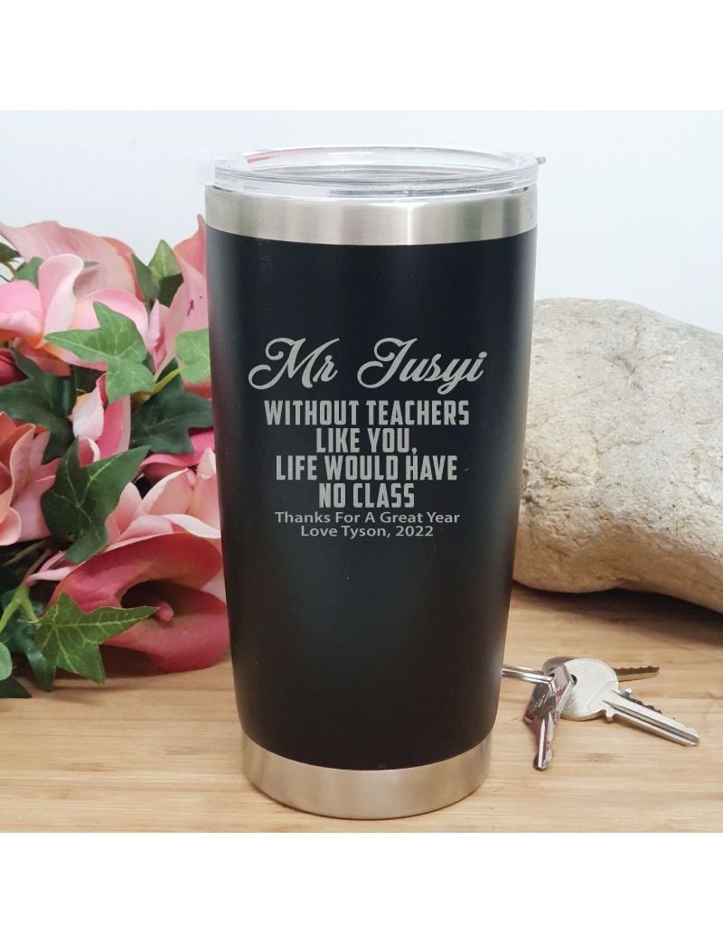 Teacher Insulated Travel Mug 600ml Black - No Class