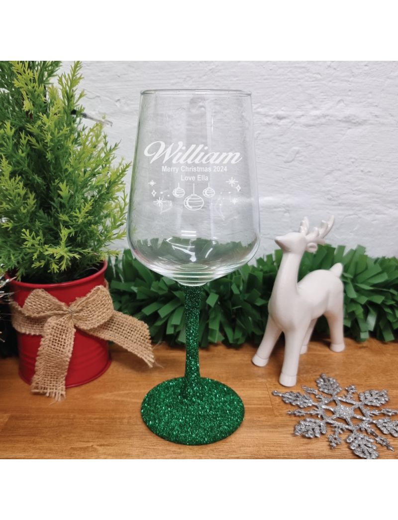 Personalised Christmas Engraved Wine Glass 450ml
