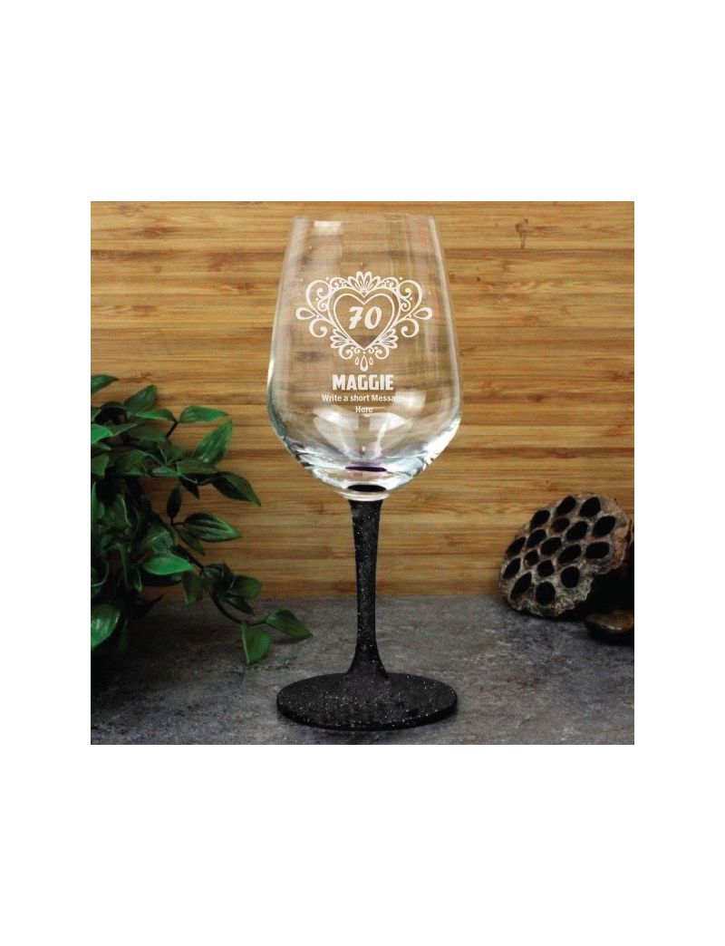 70th Birthday Personalised Wine Glass 450ml (F)