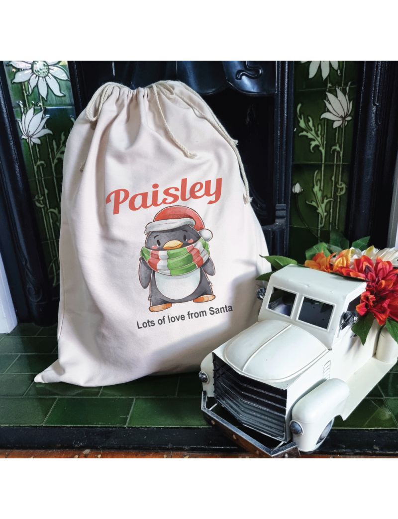 Personalised Christmas Sack 70cm  - Penguin