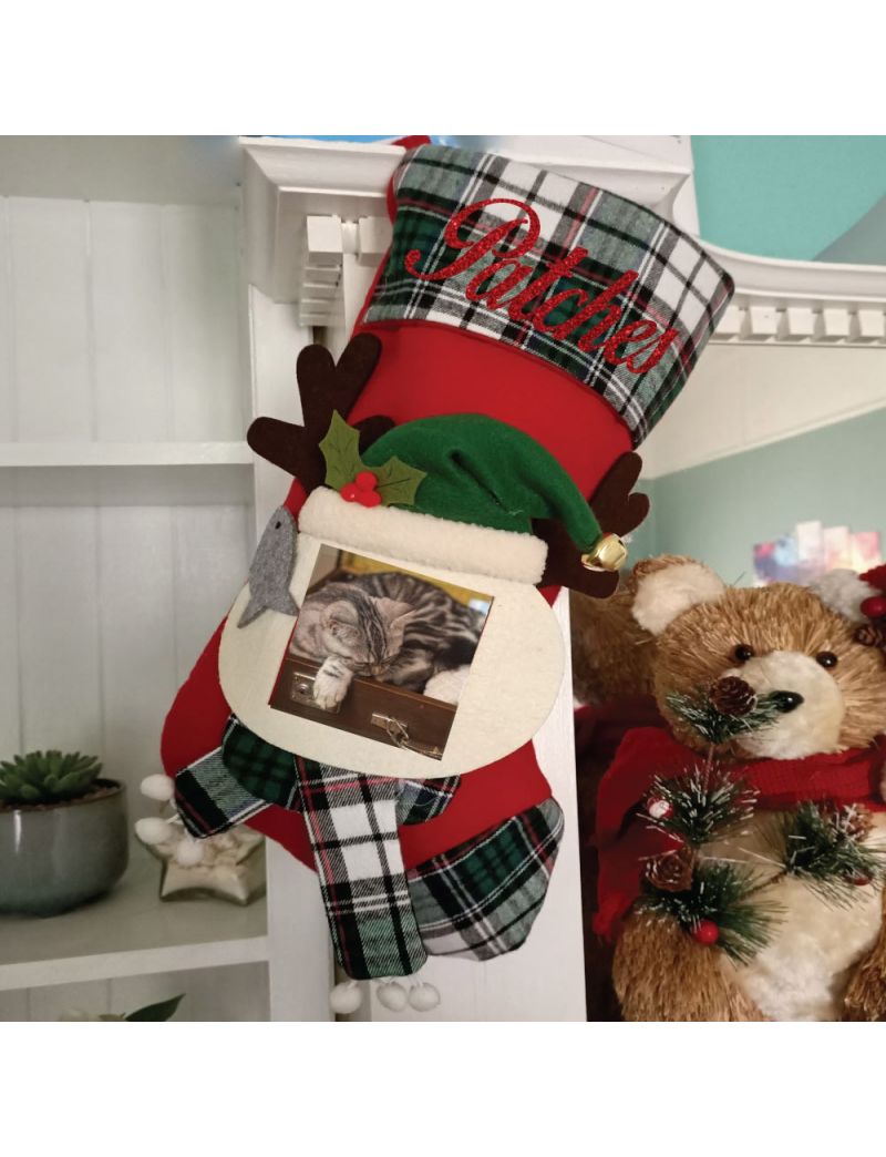 Personalised Pet Photo Christmas Stocking - Red