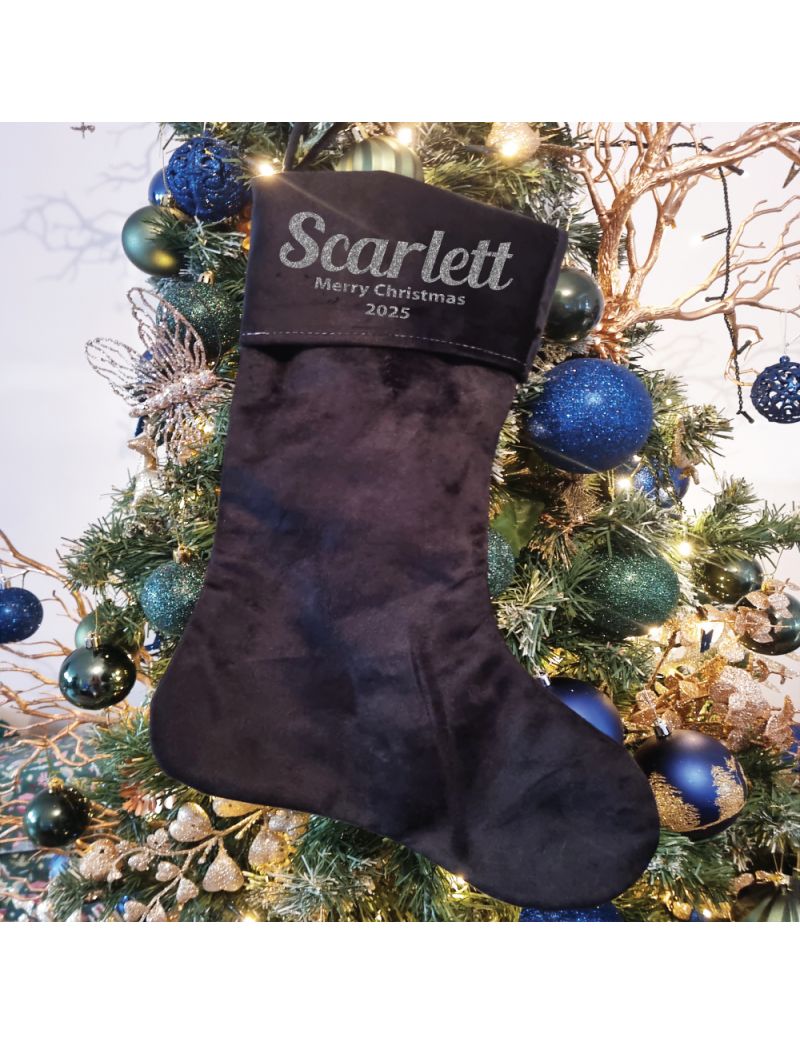 1st Christmas Stocking Black Velvet