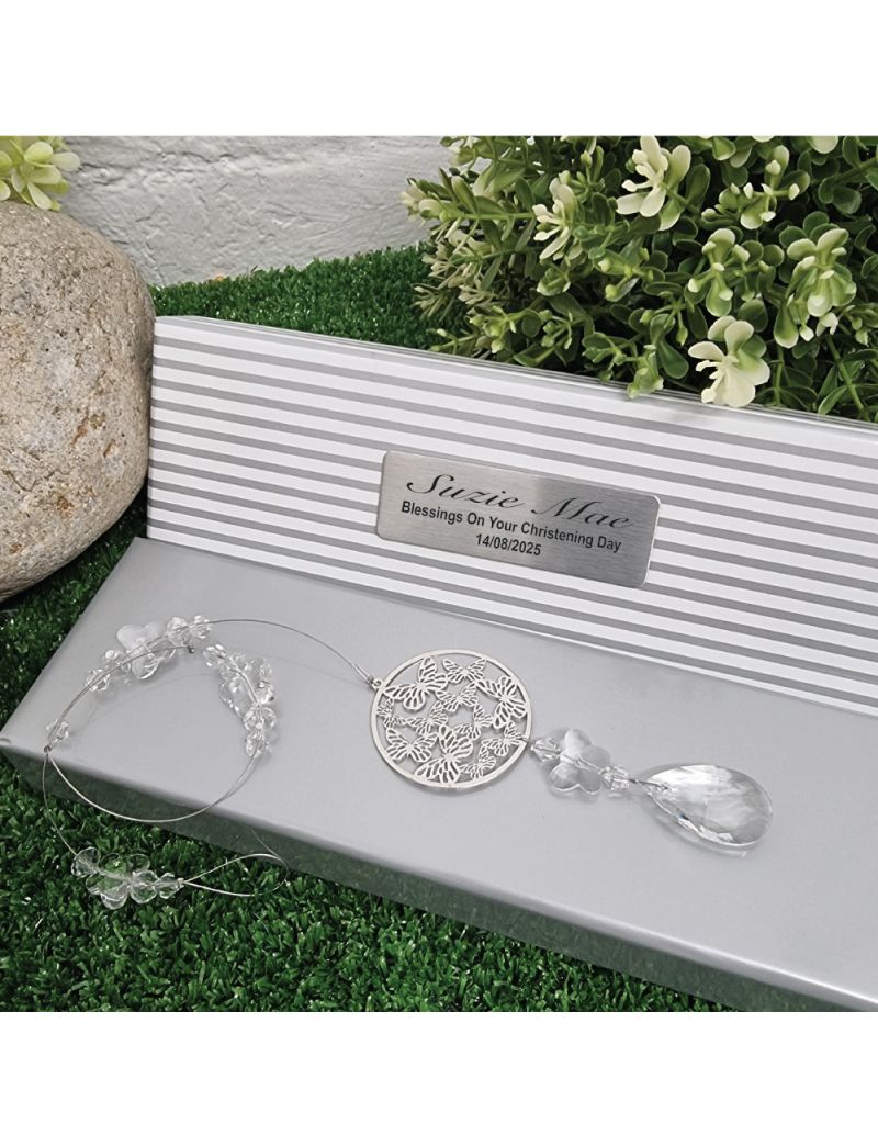 Personalised Christening Suncatcher- Butterfly Circle