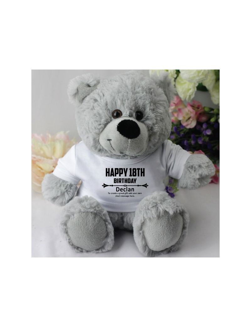 Personalised 18th Birthday Teddy Bear - Grey