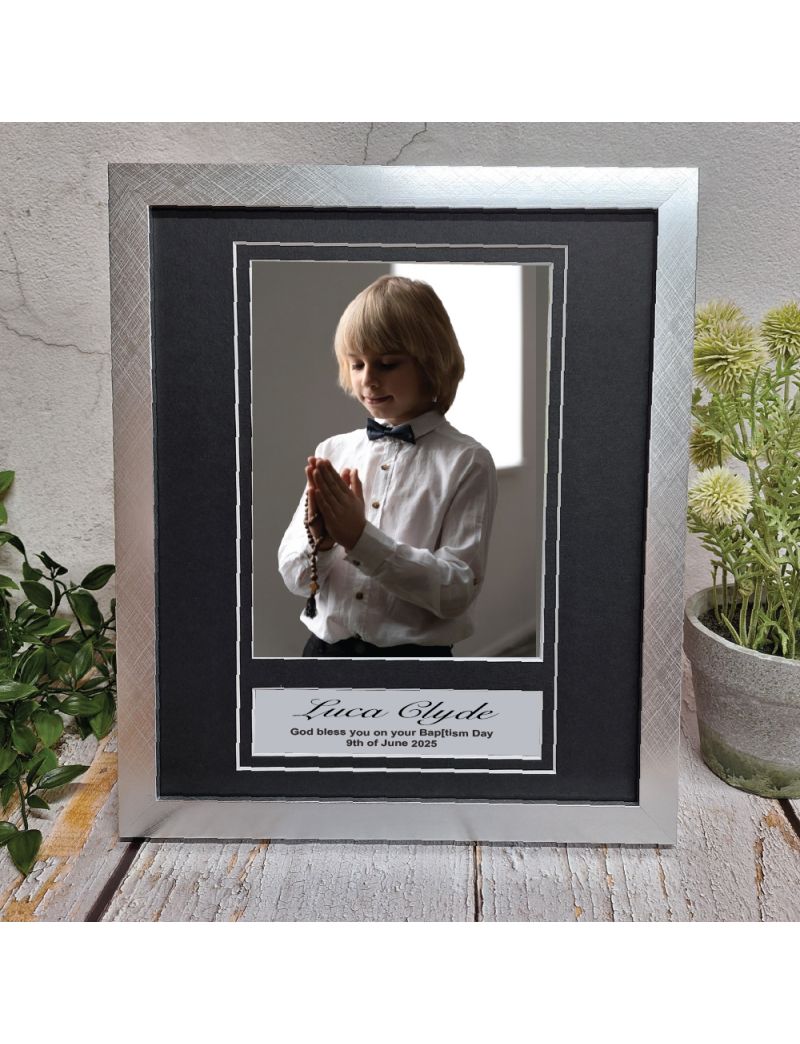 Personalised Baptism Photo Frame 6x8 Silver
