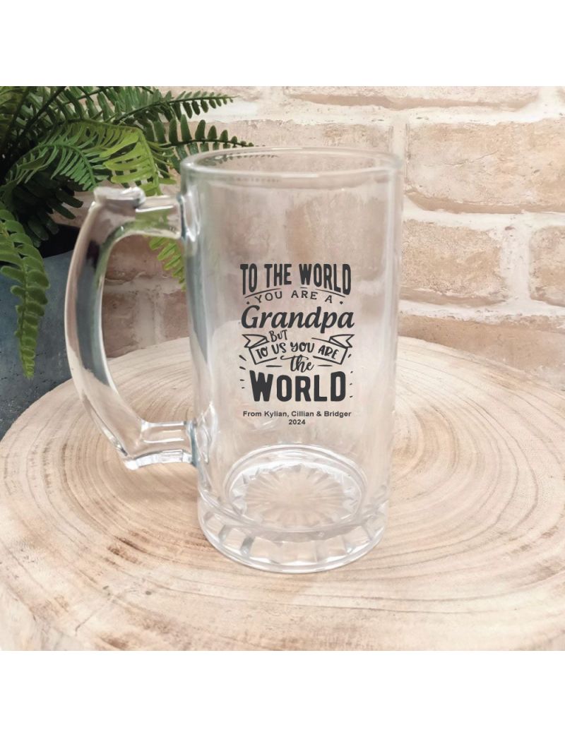 Grandpa You're My World Glass Stein